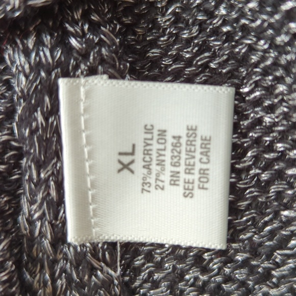 Dress Barn Embellished Studded V Neck Acrylic Nylon Sweater XL Black Gray Silver - Picture 3 of 16